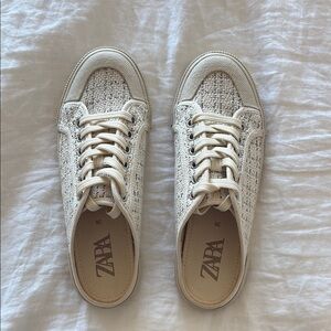 Zara Women's Cream Slingback Sneakers